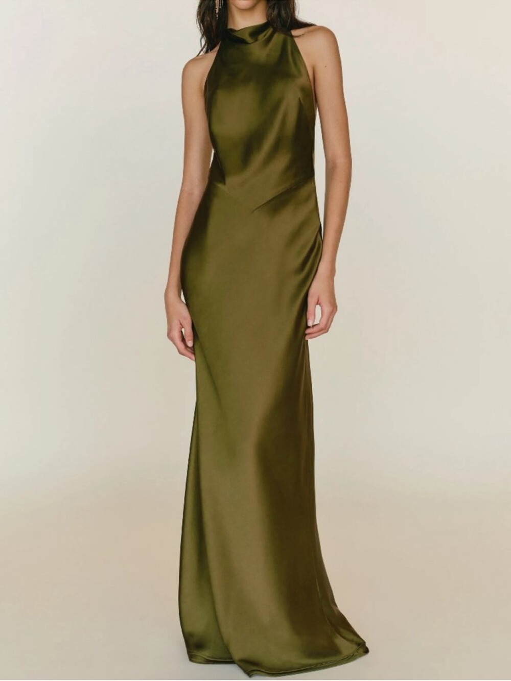 Reformation Bianca Silk Dress Moss Green Size 2